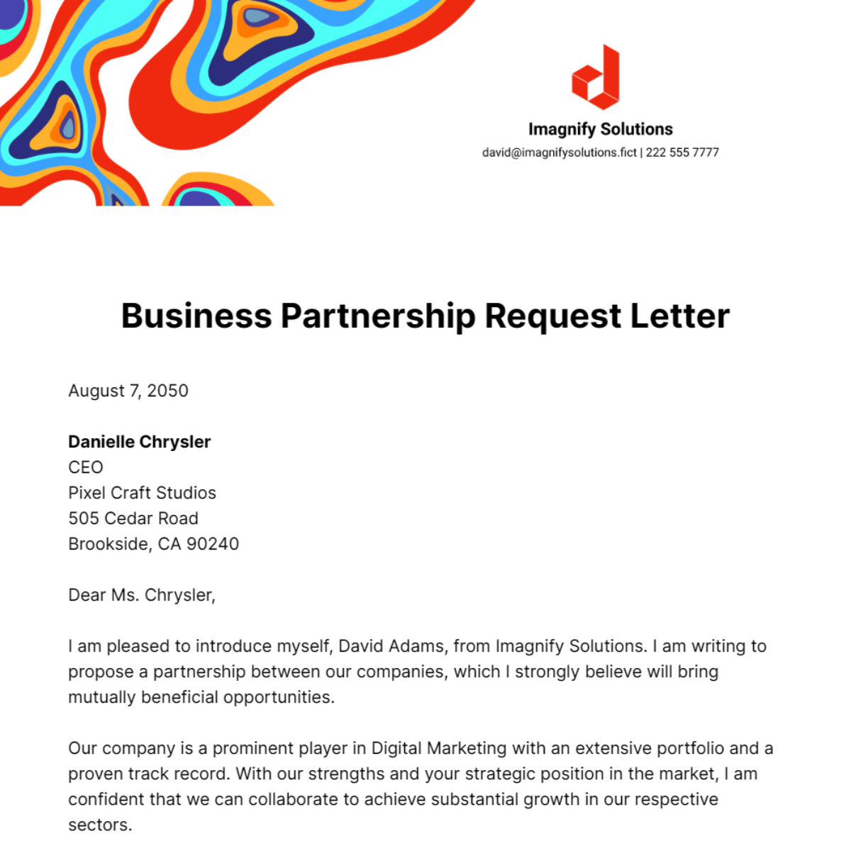 Free Business Partnership Request Letter Template