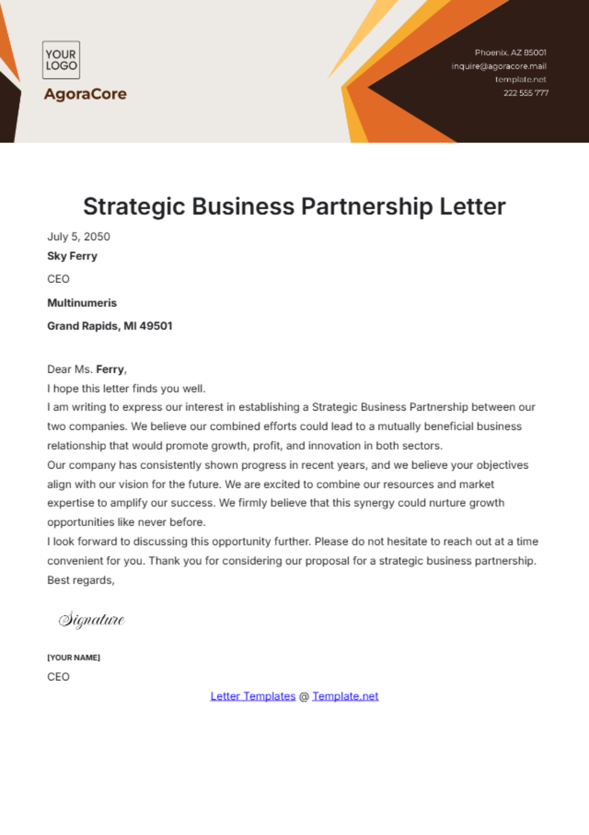 Strategic Business Partnership Letter Template