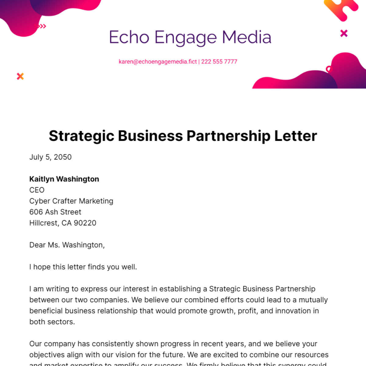 Free Strategic Business Partnership Letter Template
