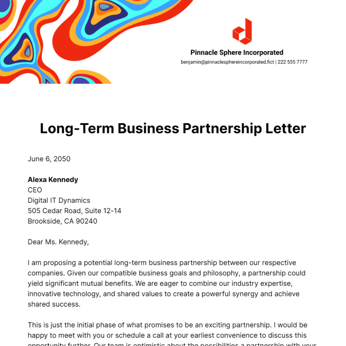 Free Long-Term Business Partnership Letter Template