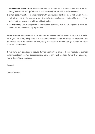 Free HR Offer Letter Template to Edit Online