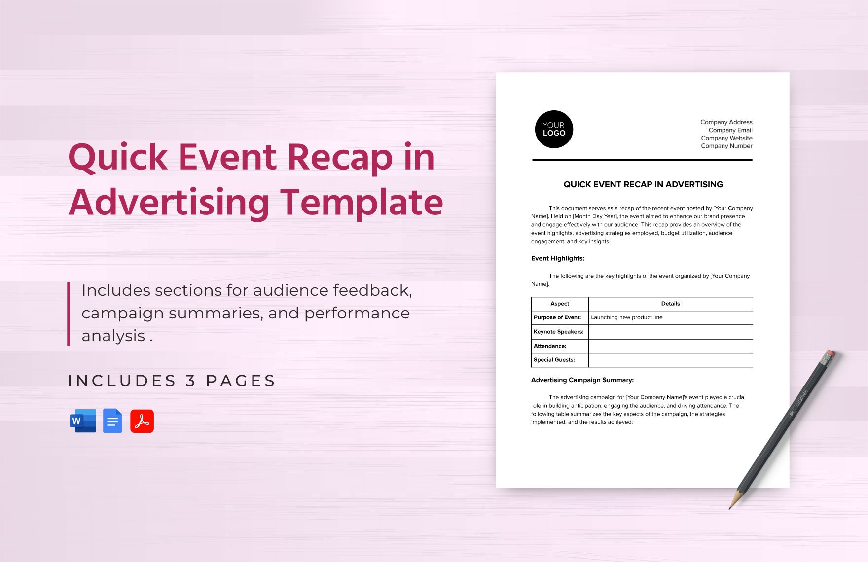 Quick Event Recap in Advertising Template in Word, Google Docs, PDF