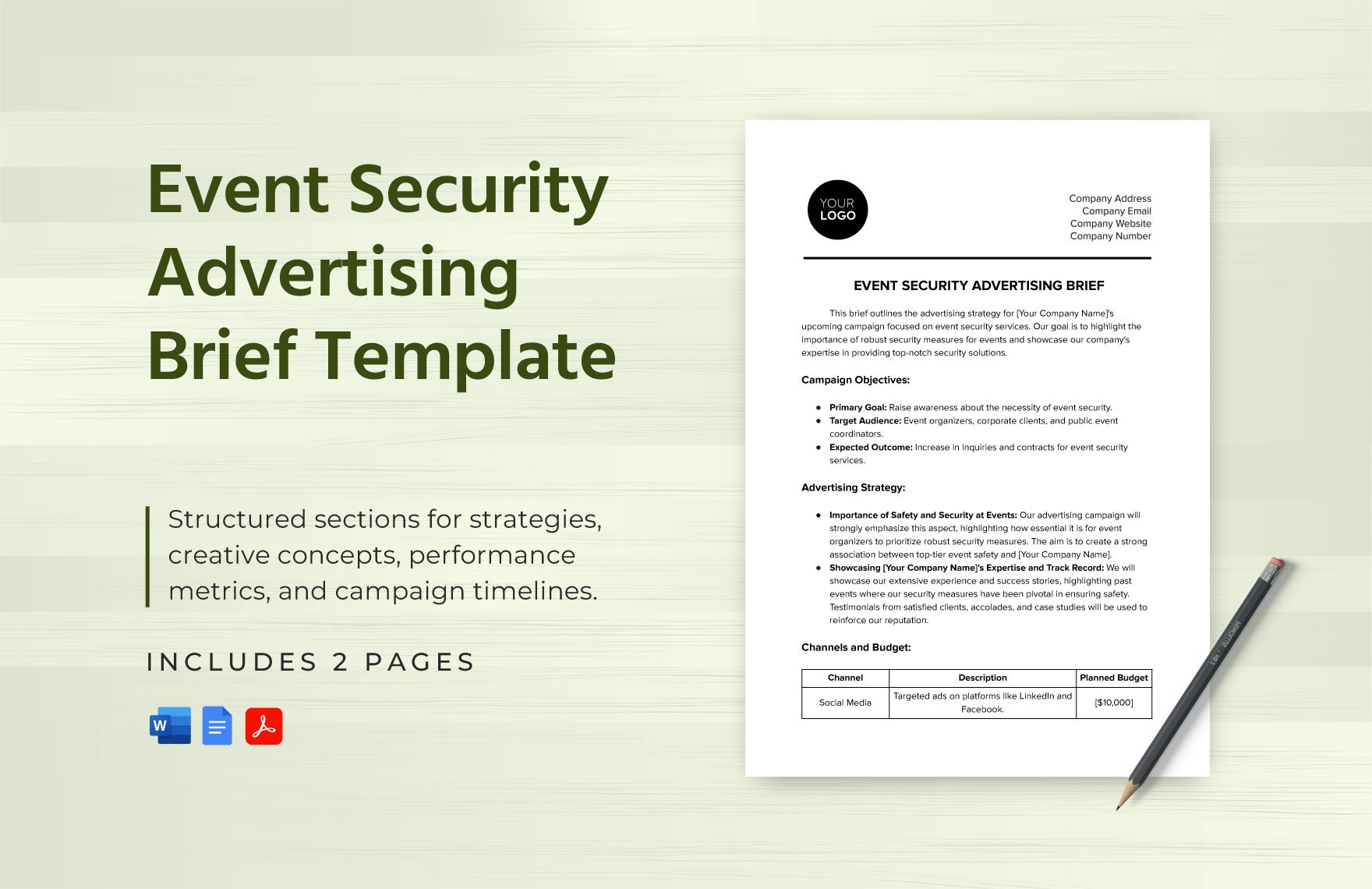 Event Security Advertising Brief Template