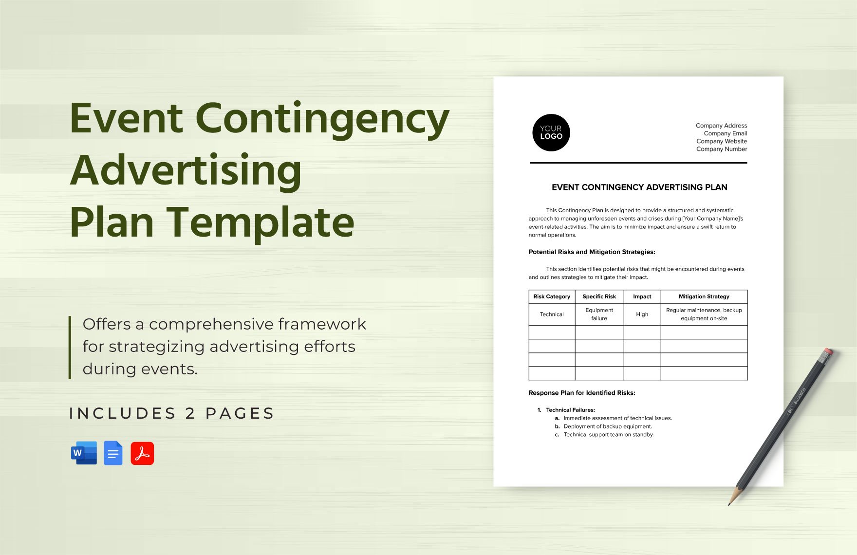 Event Contingency Advertising Plan Template