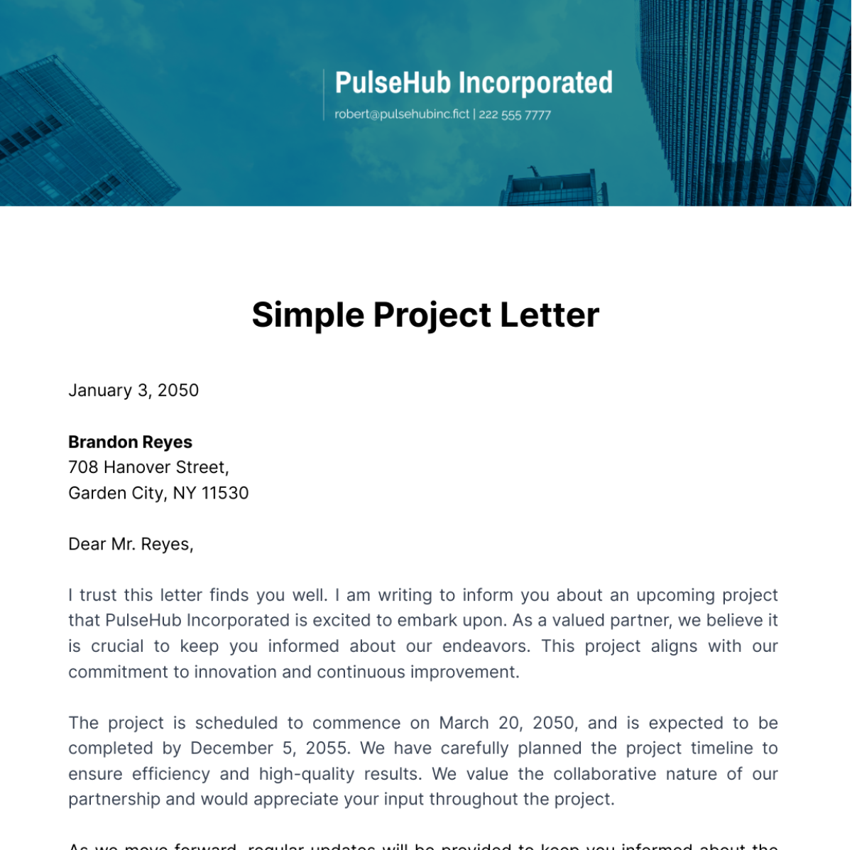 Simple Project Letter Template