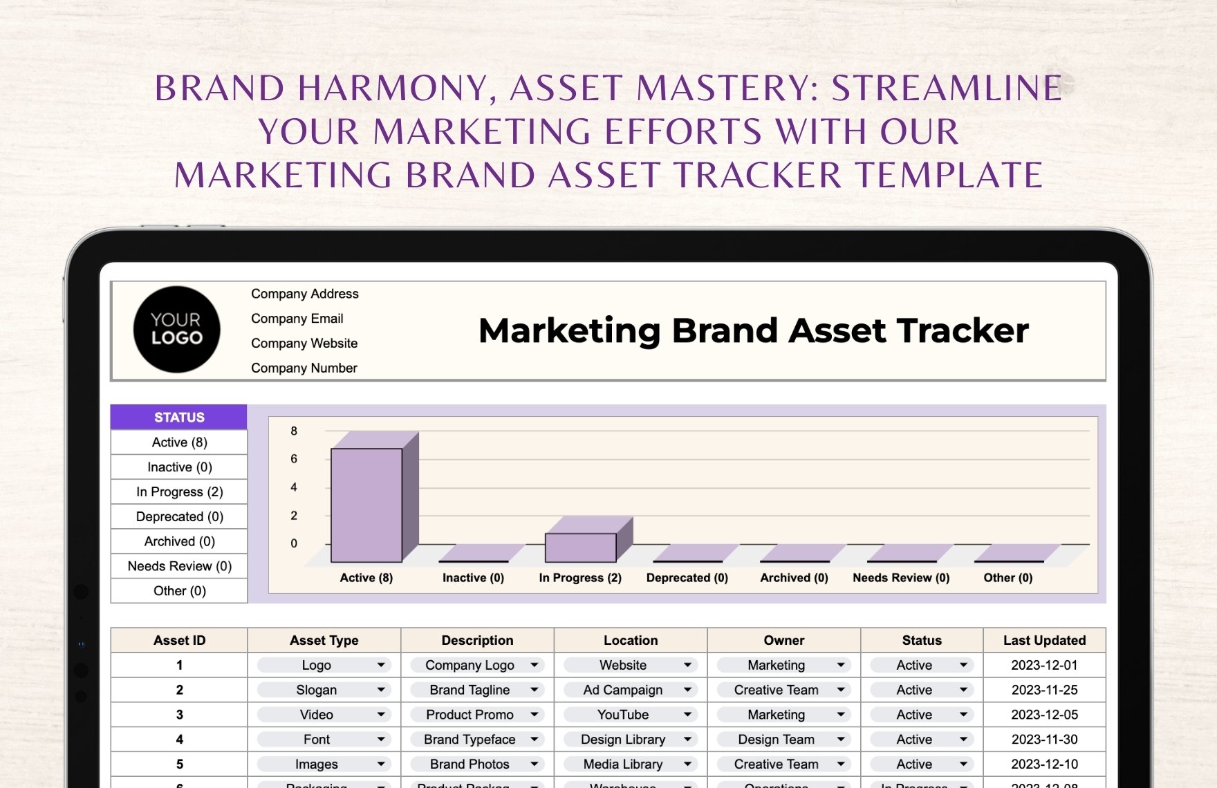 Marketing Brand Asset Tracker Template