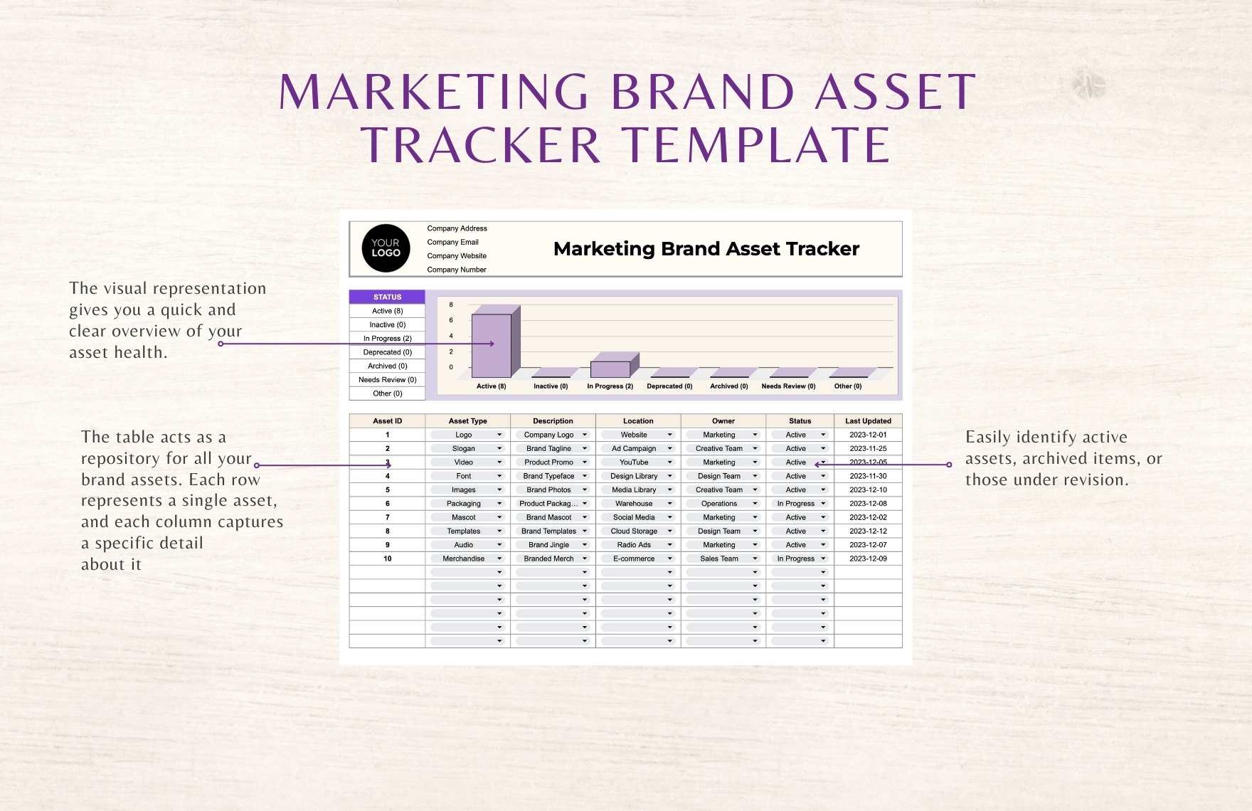 Marketing Brand Asset Tracker Template