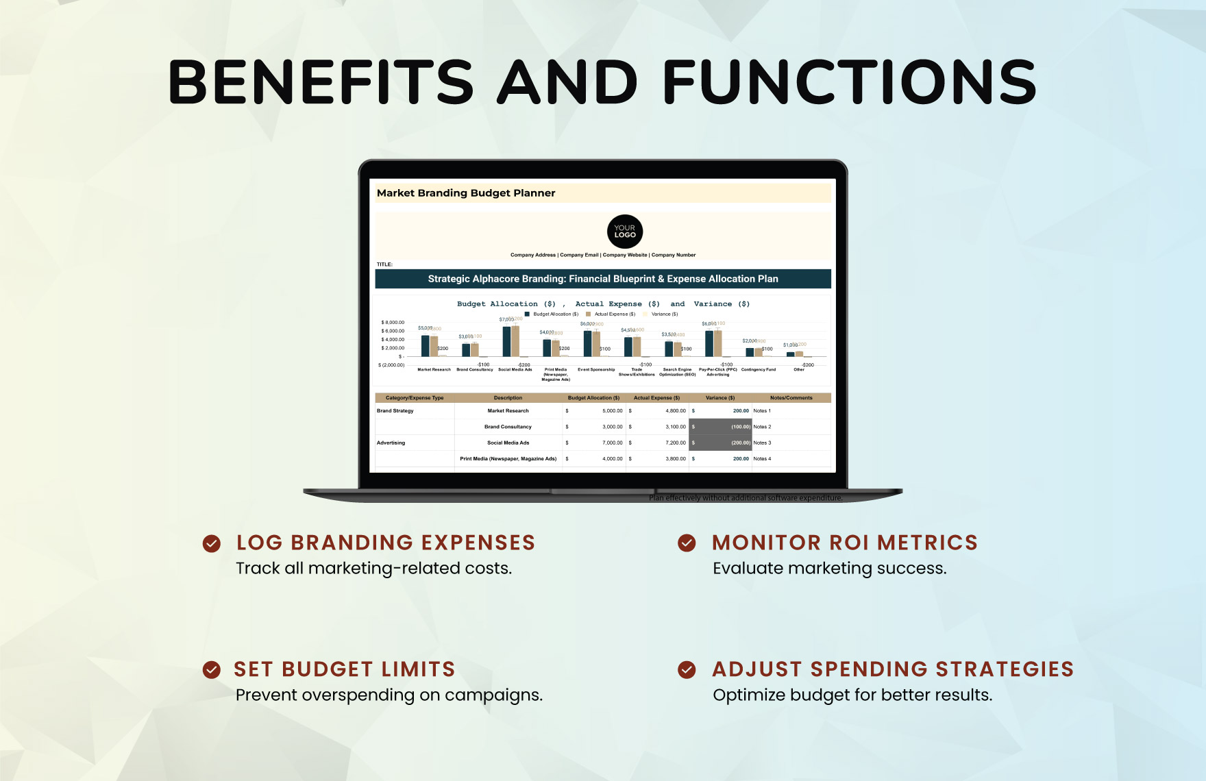 Marketing Branding Budget Planner Template