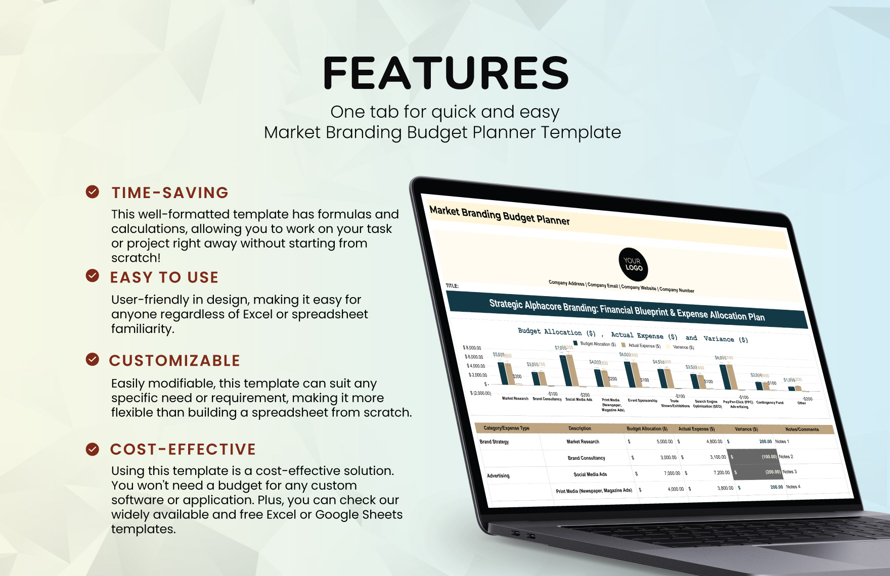 Marketing Branding Budget Planner Template
