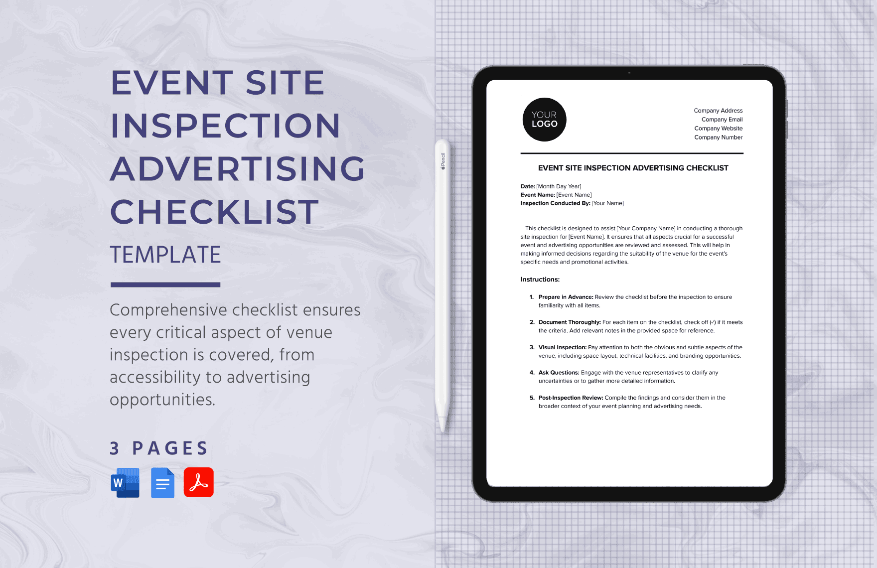 Event Site Inspection Advertising Checklist Template