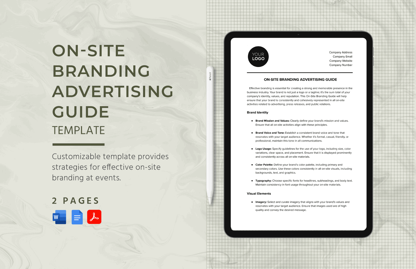On-Site Branding Advertising Guide Template in Word, Google Docs, PDF