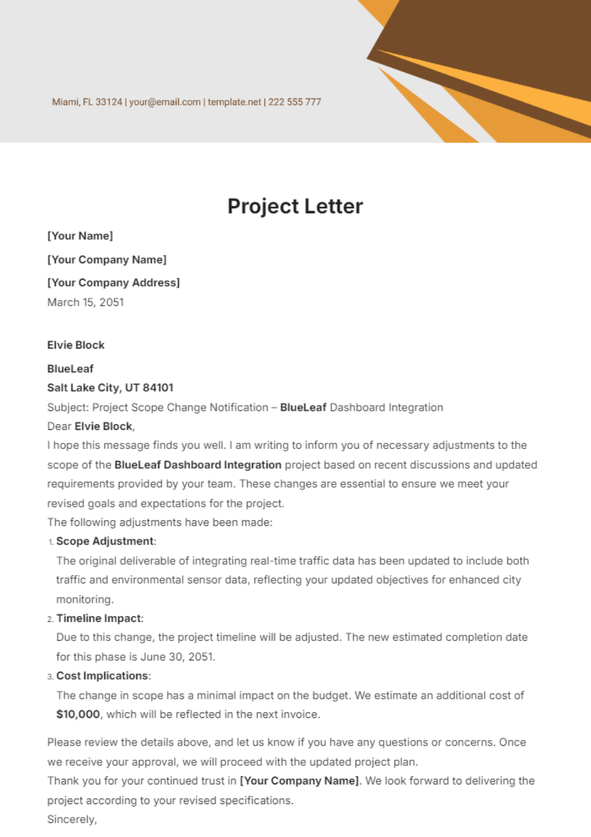 Project Letter Template - Edit Online & Download