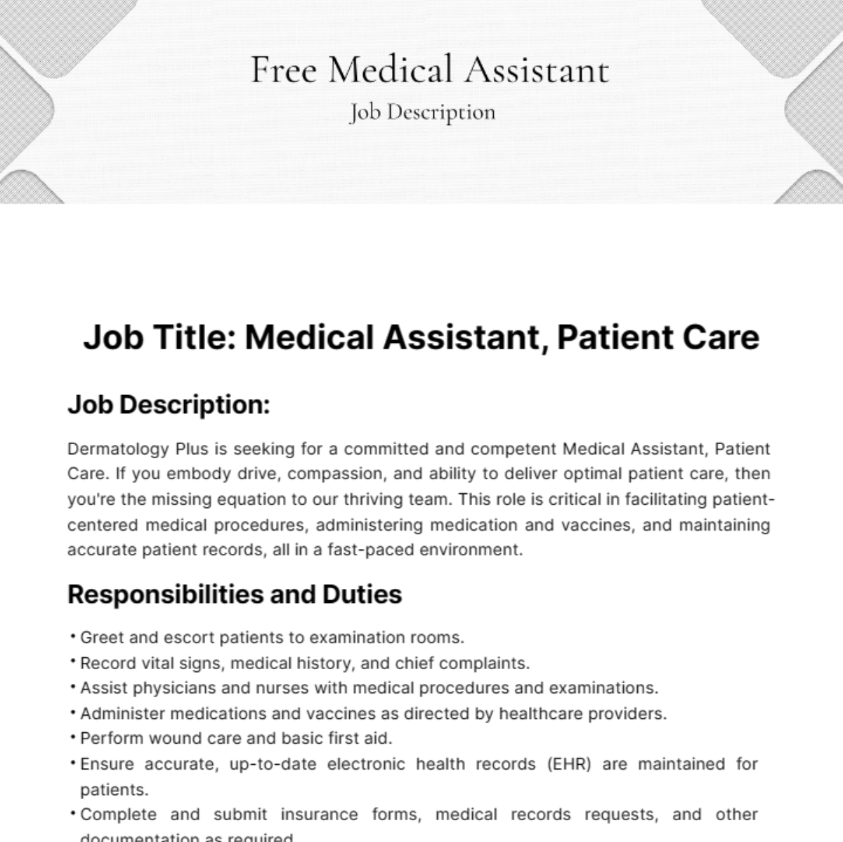 Health Care Assistant Job Description Uk