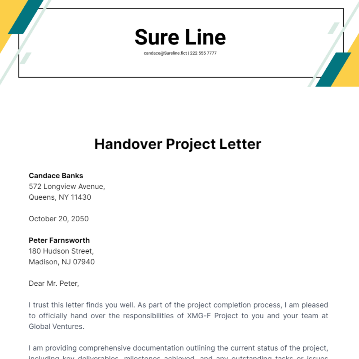 Handover Project Letter Template
