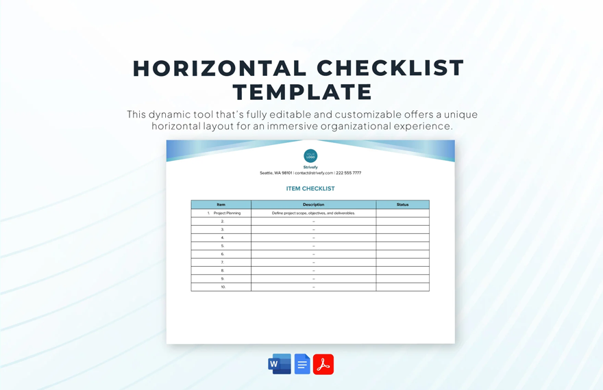 Free Horizontal Checklist Template in Word, Google Docs, PDF