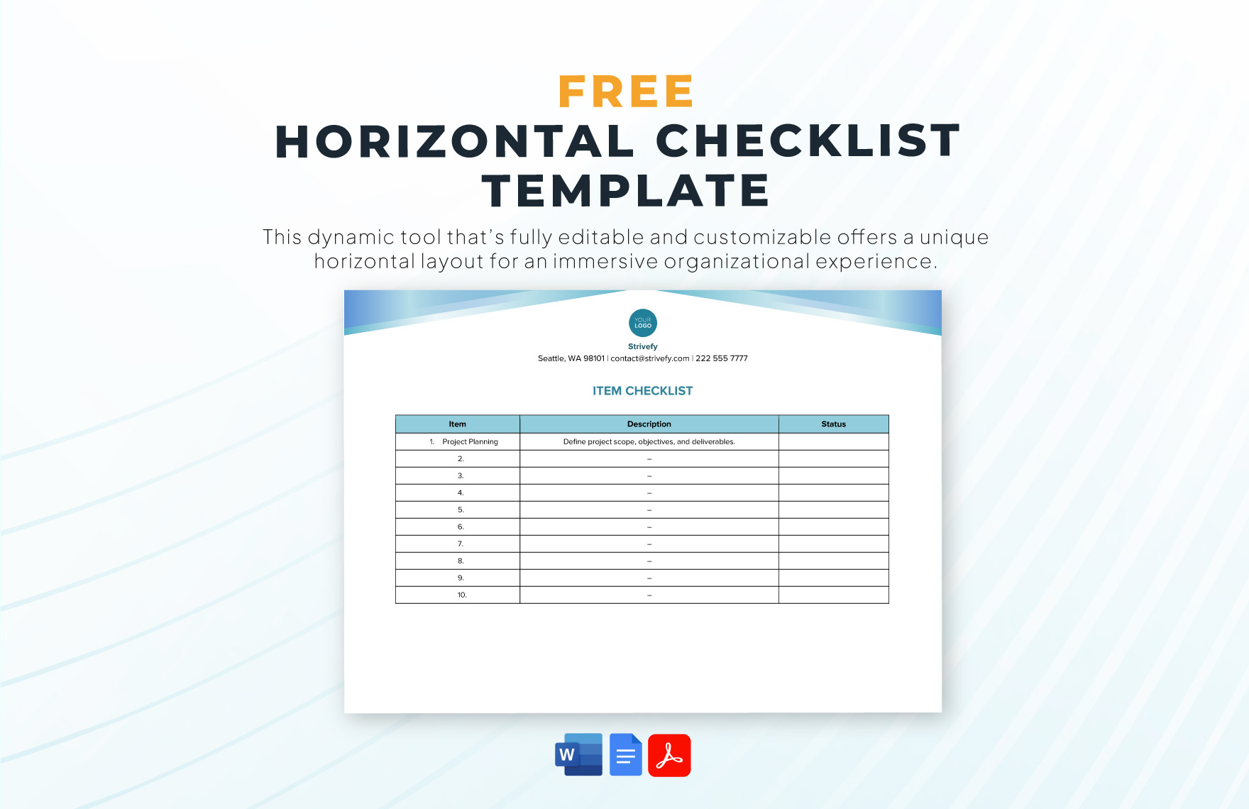 Horizontal Checklist Template