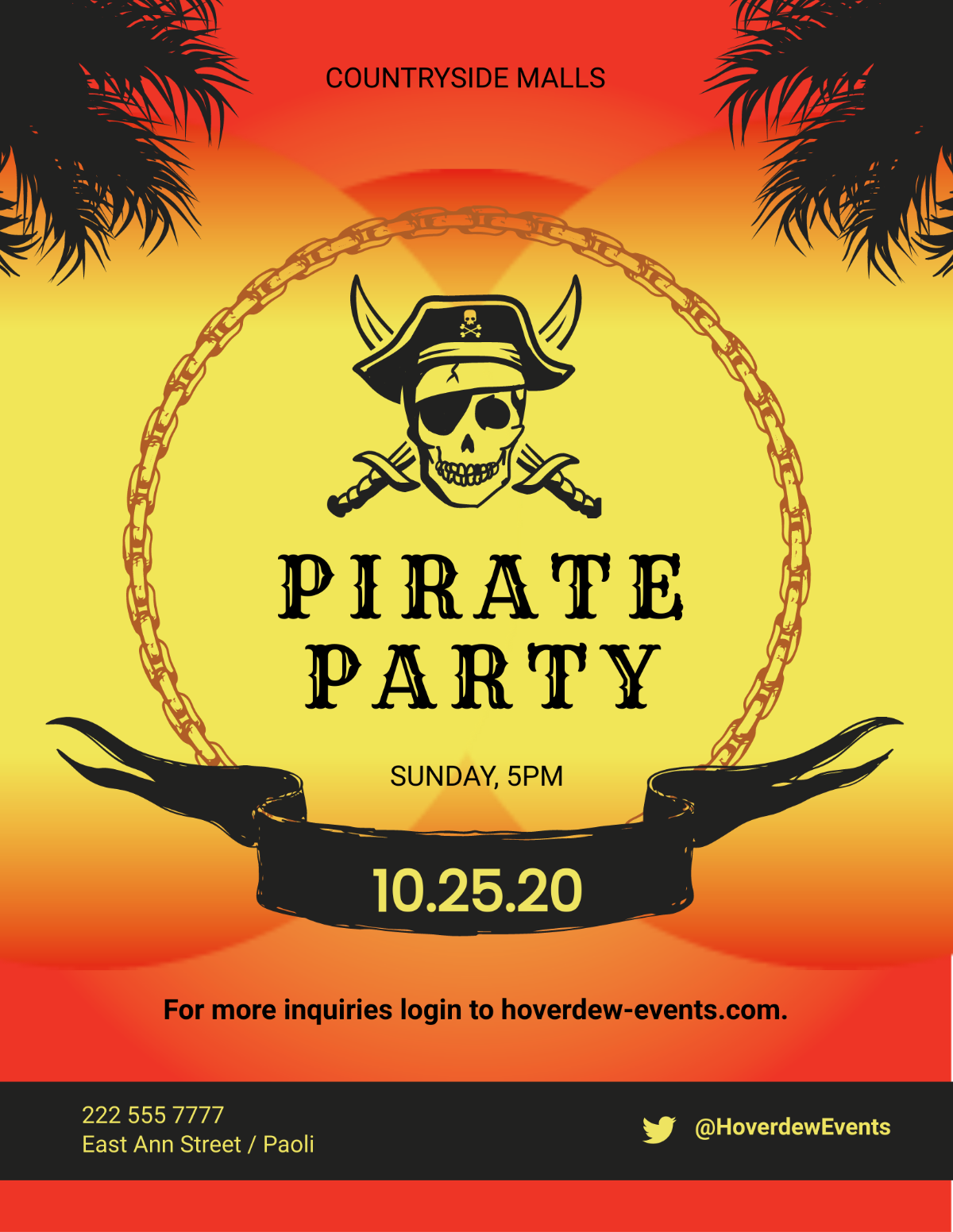 Free Pirates Party Flyer Template