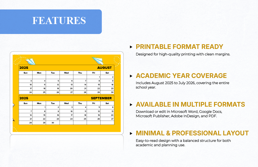 Calendar 2025-26 School Year Template