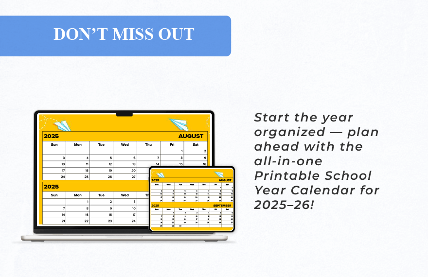 Calendar 2025-26 School Year Template