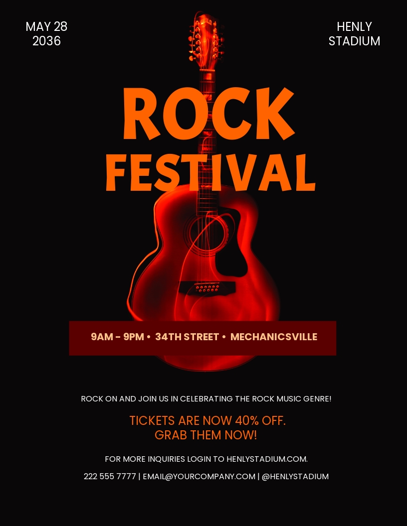Rock Band Flyer Template in Illustrator, Word, Apple Pages, PSD