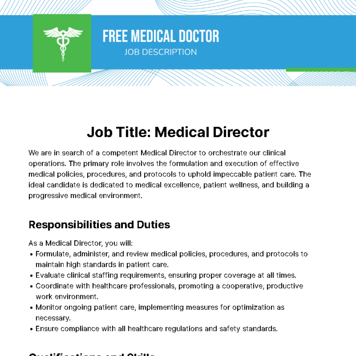 Medical Director Job Description Template