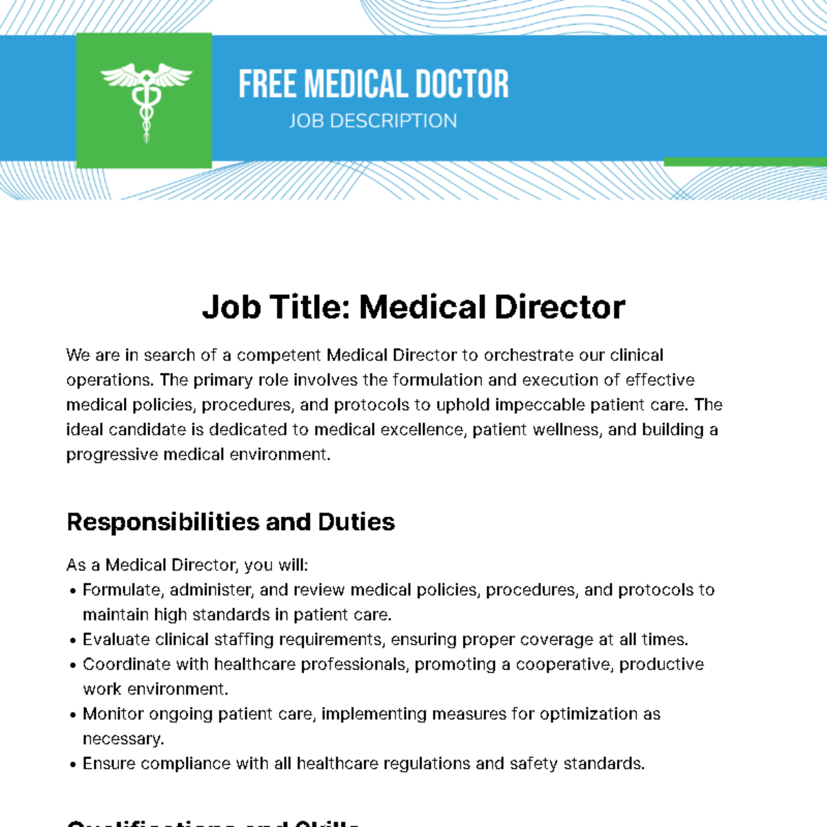 Medical Director Job Description Template Edit Online Download 