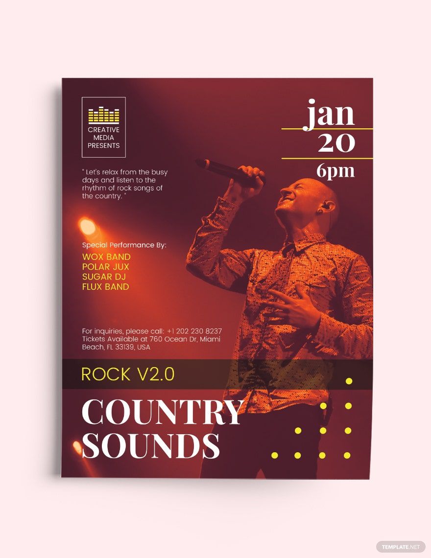 Rocktown Country Sounds Flyer Template in Word, Google Docs, Illustrator, PSD, Apple Pages, Publisher, InDesign