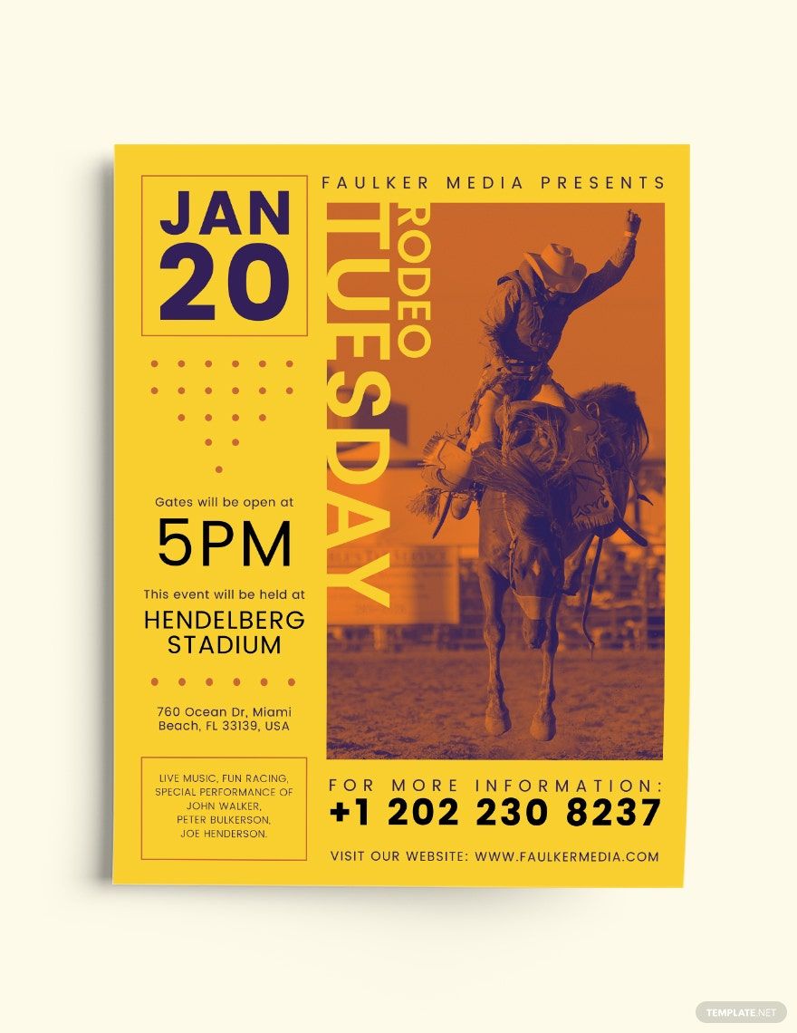 Free Rodeo Tuesday Flyer Template in Word, Google Docs, Illustrator, PSD, Apple Pages, Publisher, InDesign