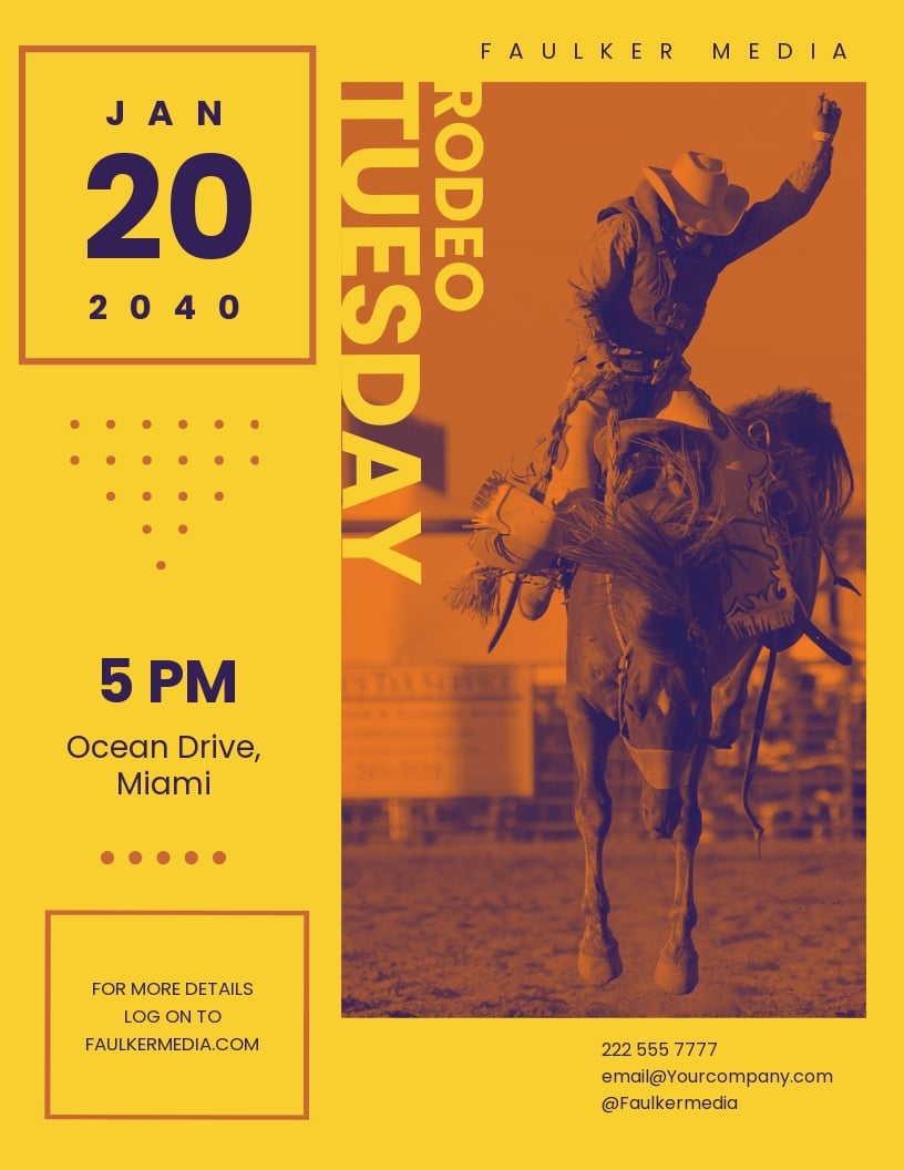 Free Rodeo Tuesday Flyer Template - Illustrator, InDesign, Word, Apple ...