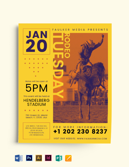 Free Rodeo Tuesday Flyer Template - Illustrator, InDesign, Word, Apple ...