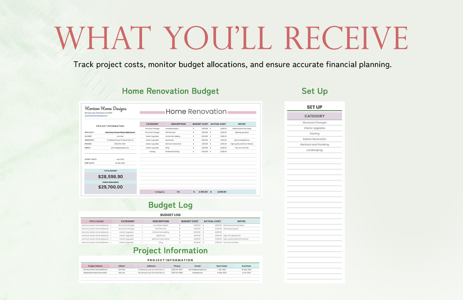 Home Renovation Budget Planner Template