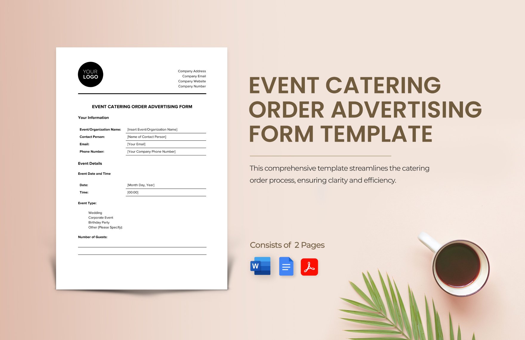Free Event Catering Order Advertising Form Template in Word, Google Docs, PDF