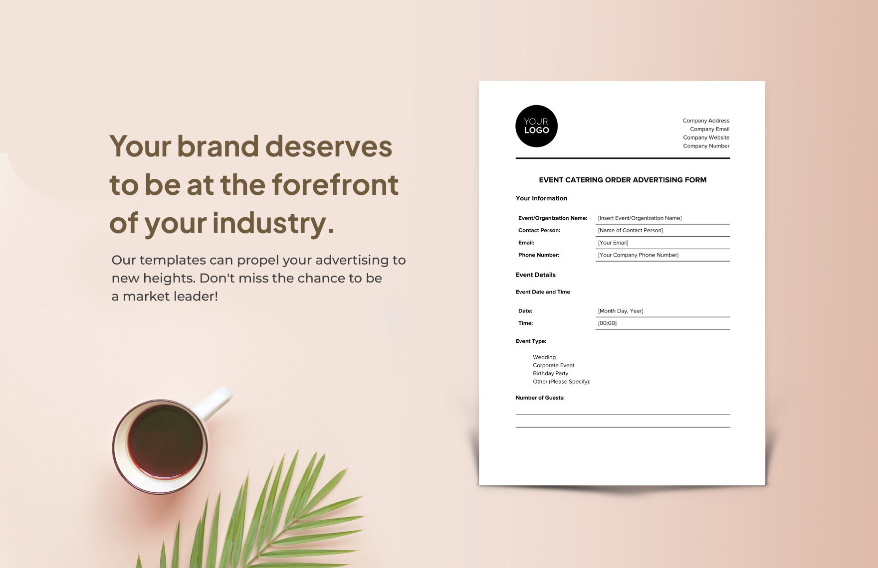 Event Catering Order Advertising Form Template