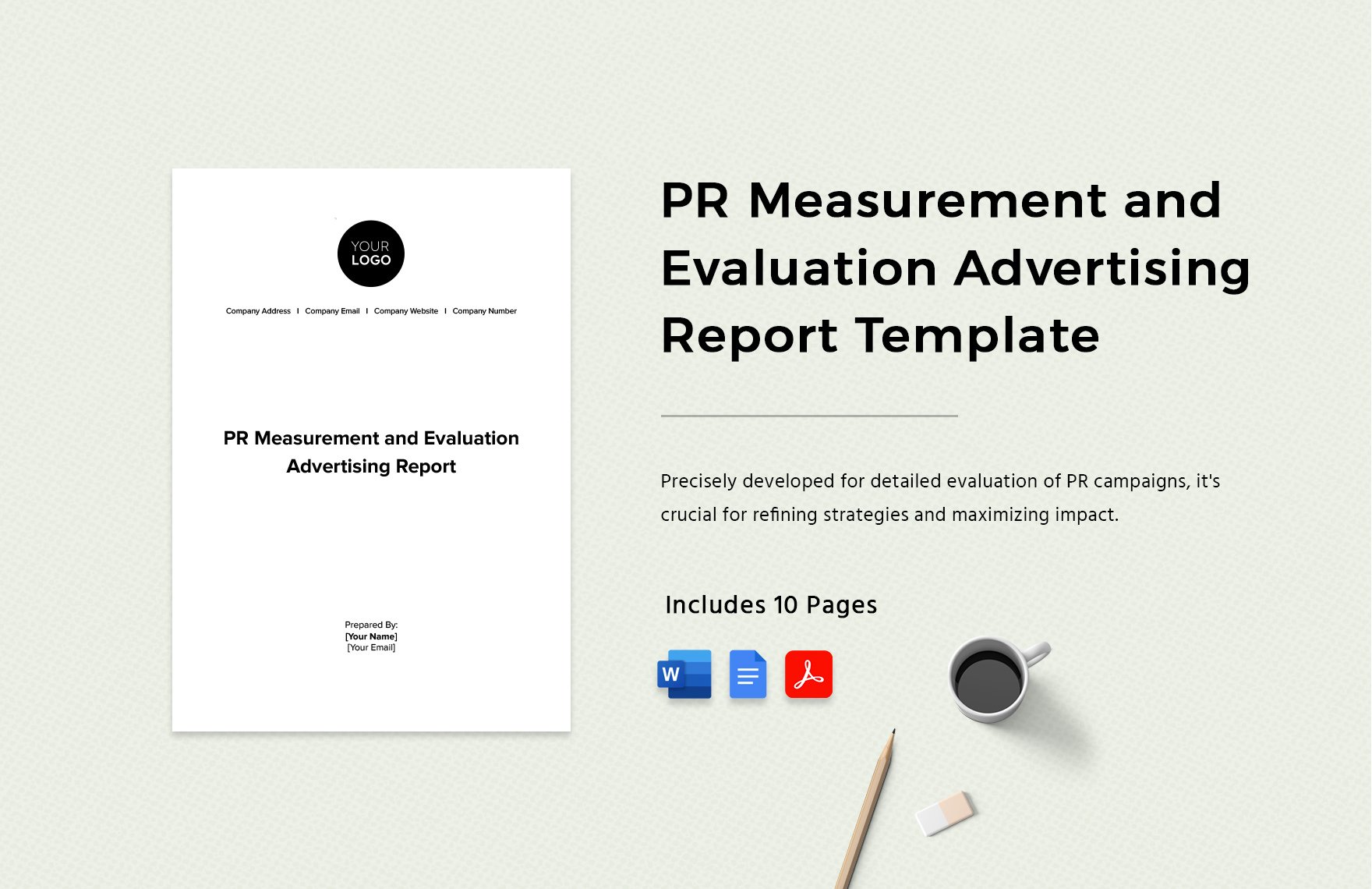 PR Measurement and Evaluation Advertising Report Template in Word, Google Docs, PDF