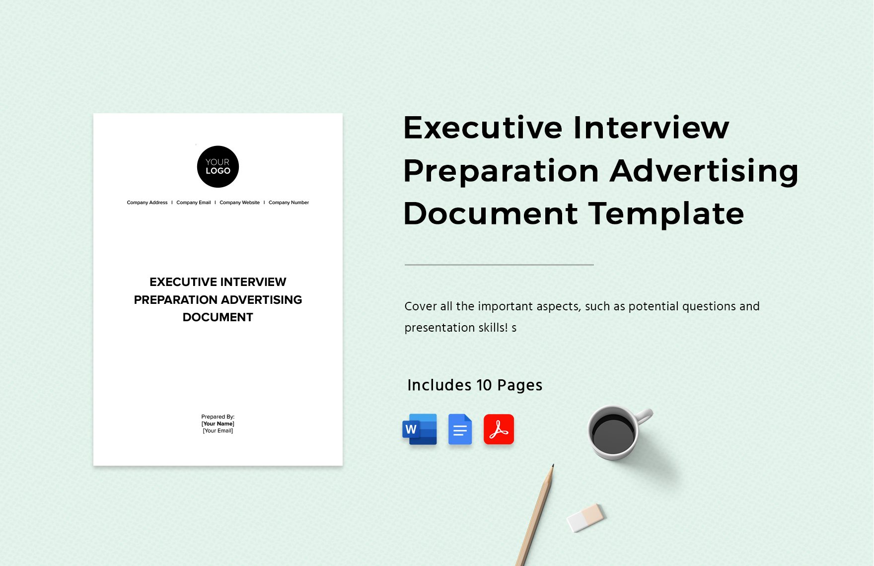 Executive Interview Preparation Advertising Document Template in Word, Google Docs, PDF