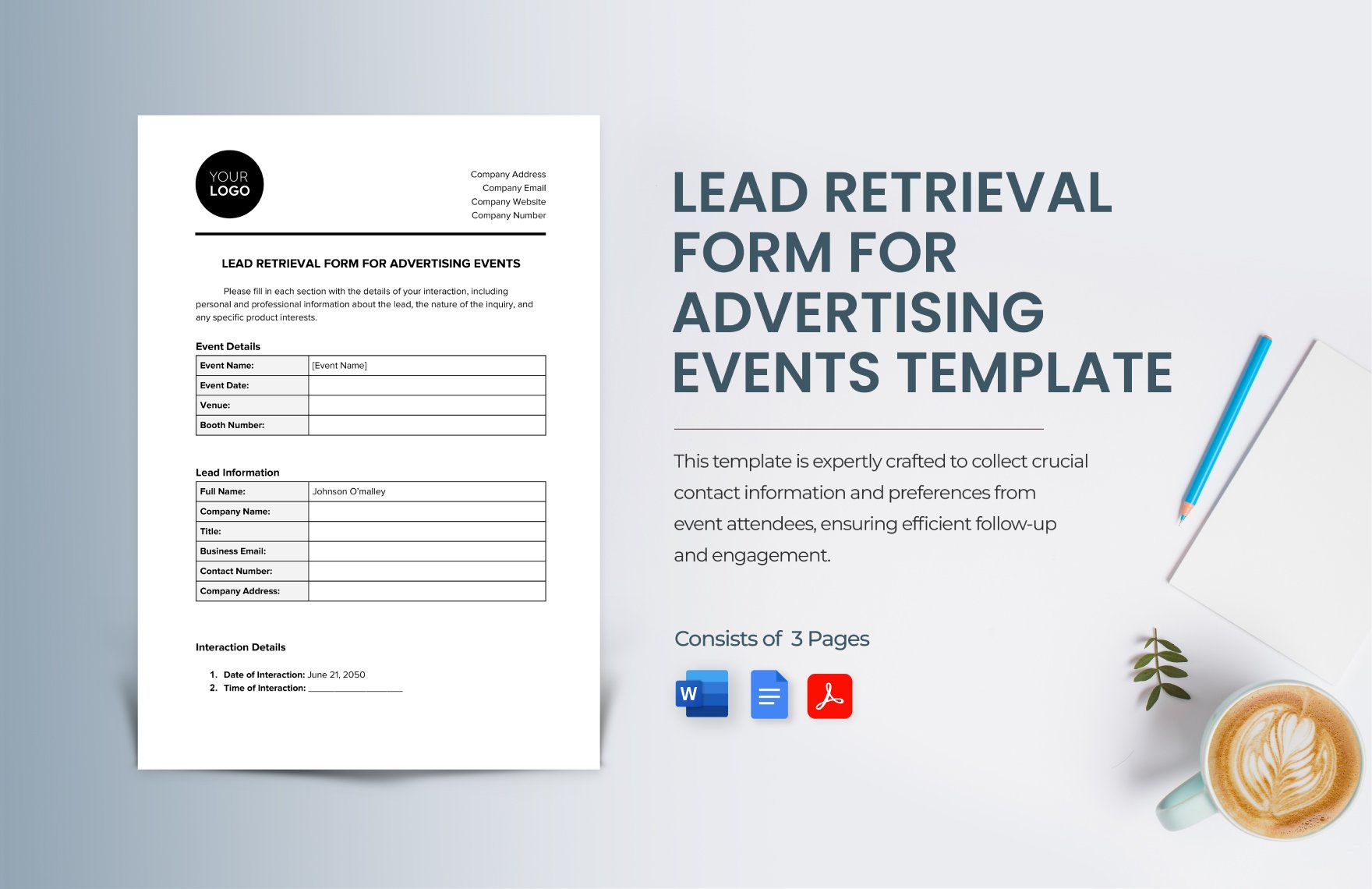 Free Lead Retrieval Form for Advertising Events Template in Word, Google Docs, PDF