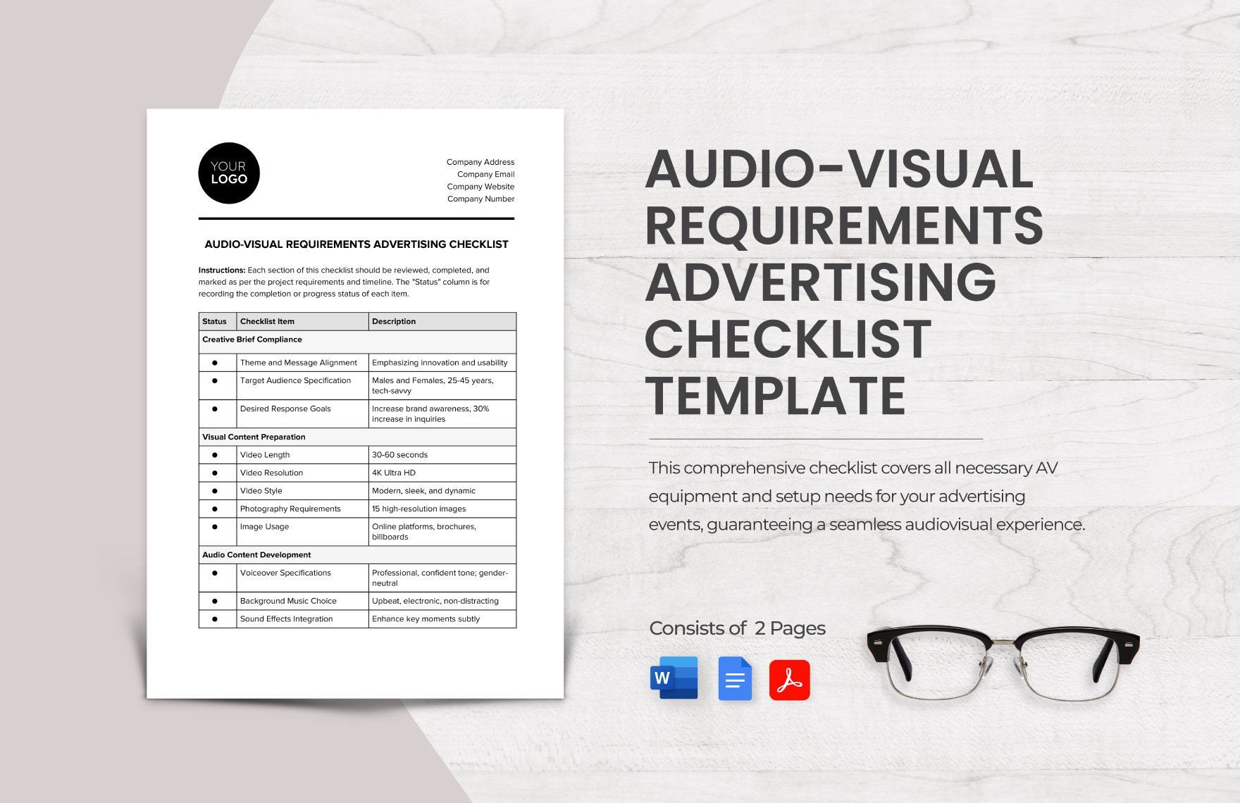 Free Audio-Visual Requirements Advertising Checklist Template in Word, Google Docs, PDF