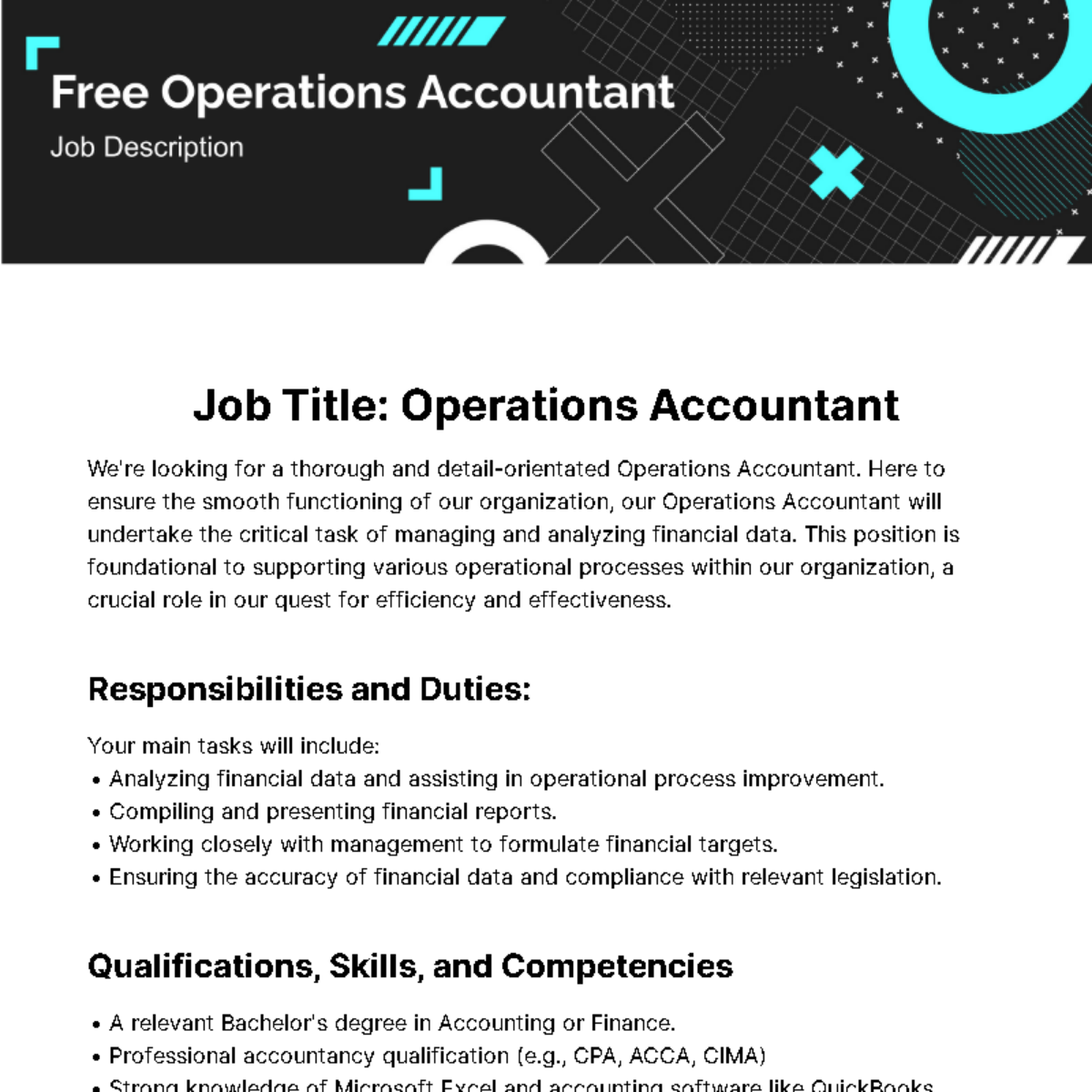 Operations Accountant Job Description Template