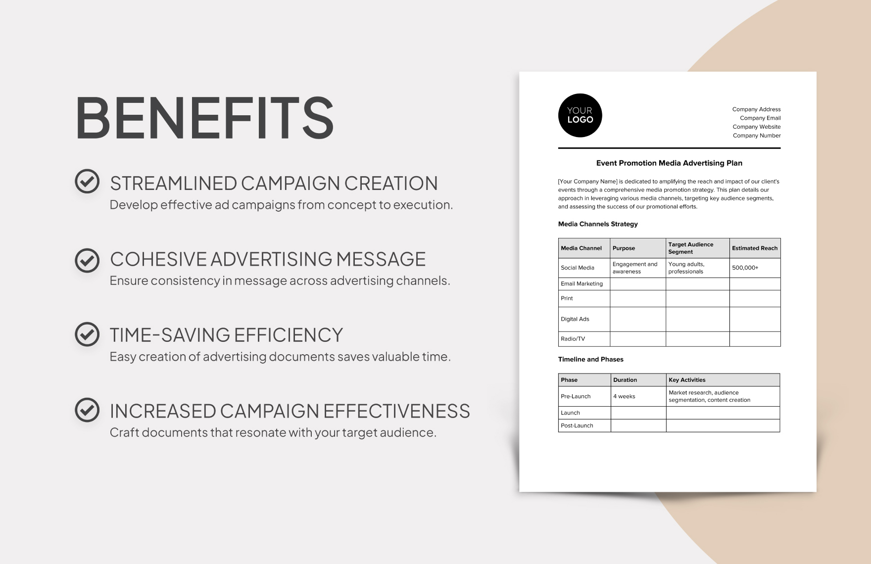 Event Promotion Media Advertising Plan Template