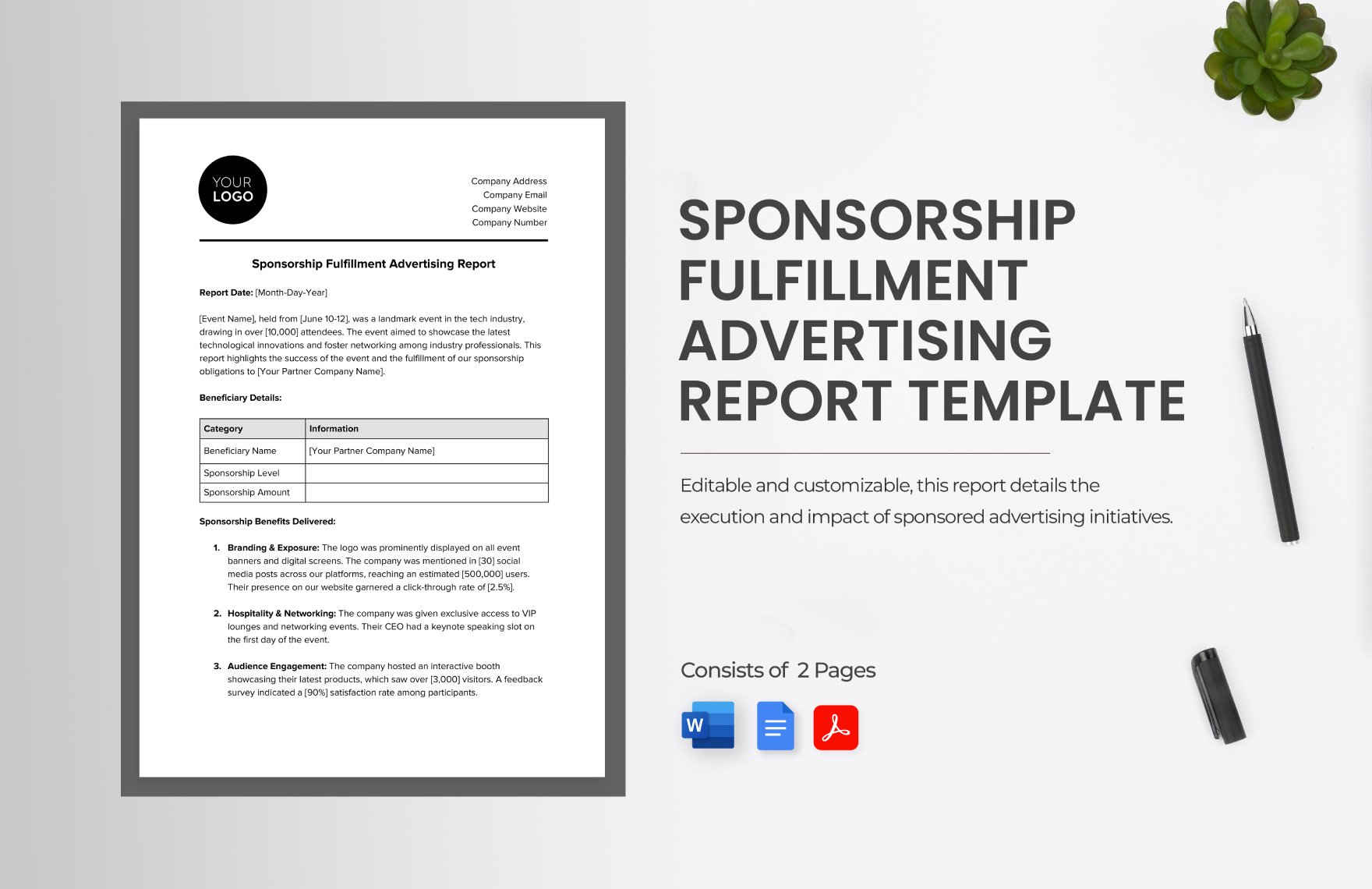 Free Sponsorship Fulfillment Advertising Report Template in Word, Google Docs, PDF