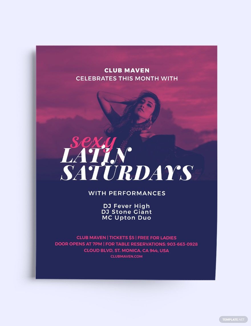 Sexy Latin Saturdays Flyer Template in Word, Google Docs, Illustrator, PSD, Apple Pages, Publisher, InDesign