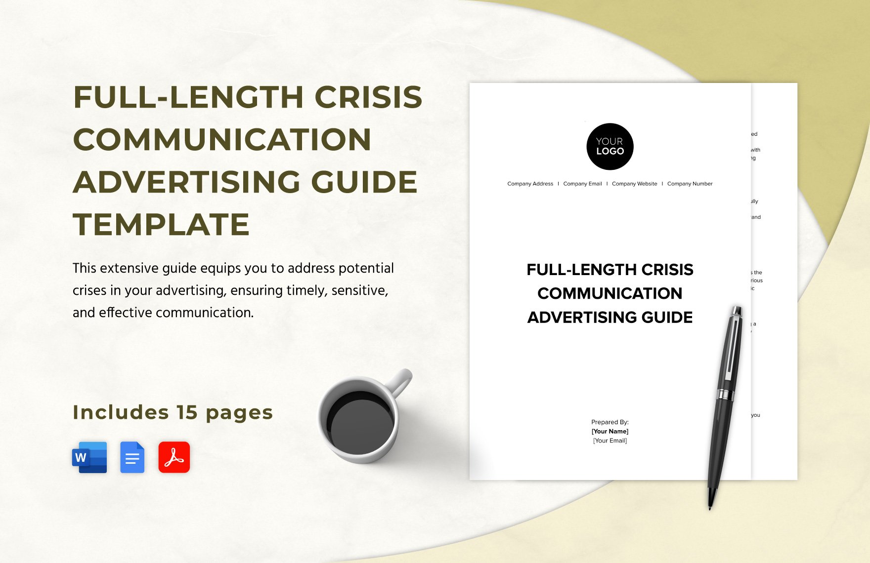 Full-Length Crisis Communication Advertising Guide Template in Word, Google Docs, PDF