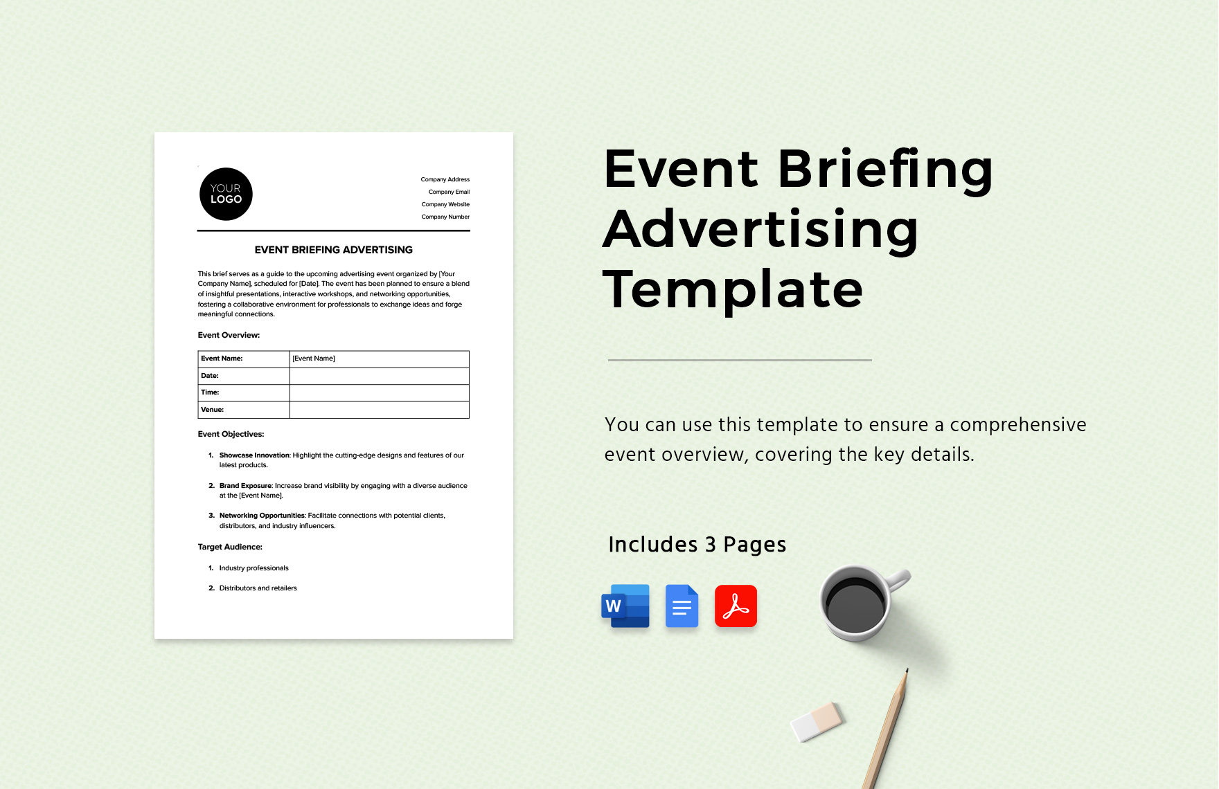 Event Briefing Advertising Template in Word, Google Docs, PDF
