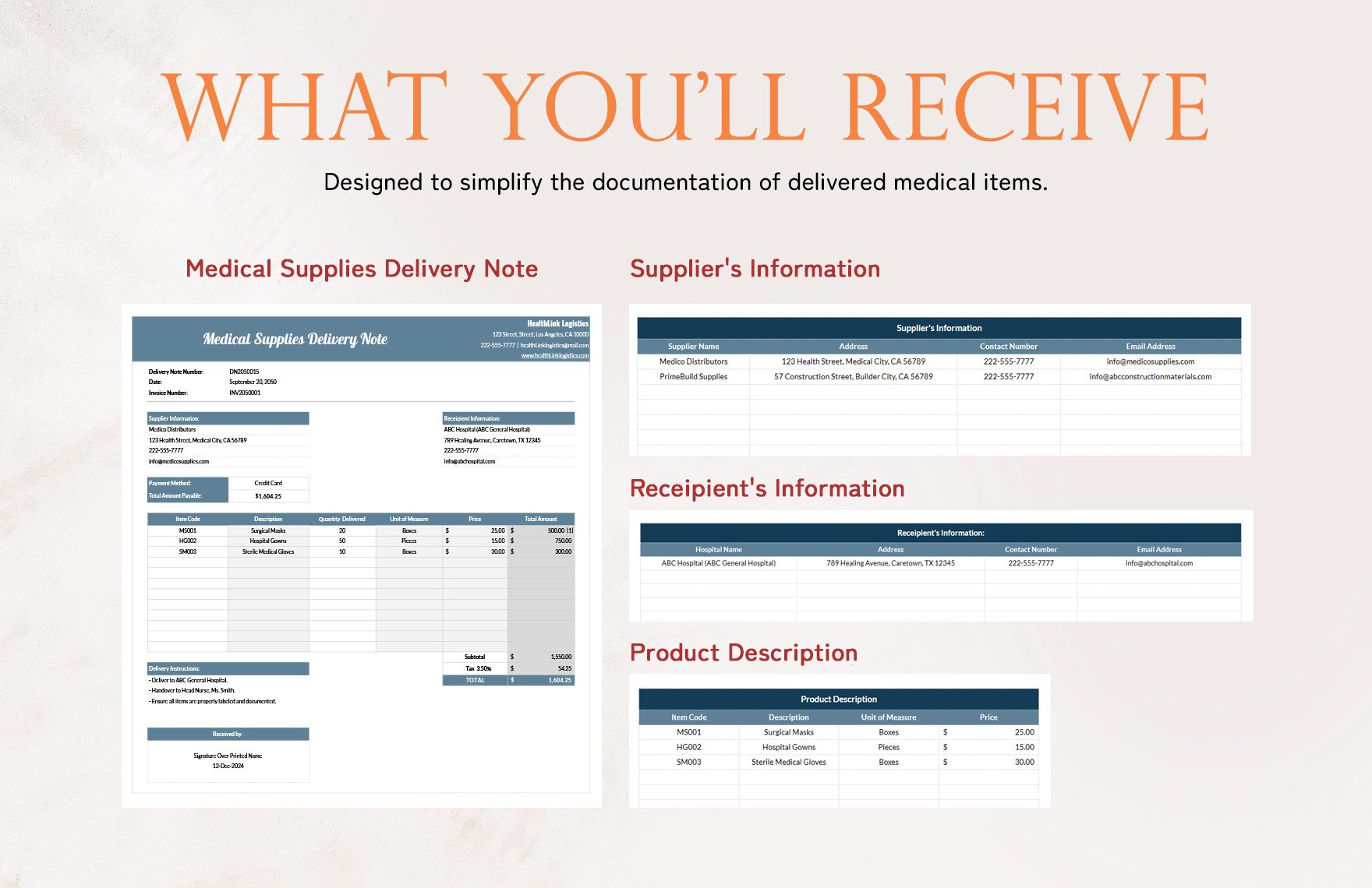 Medical Supplies Delivery Note Template