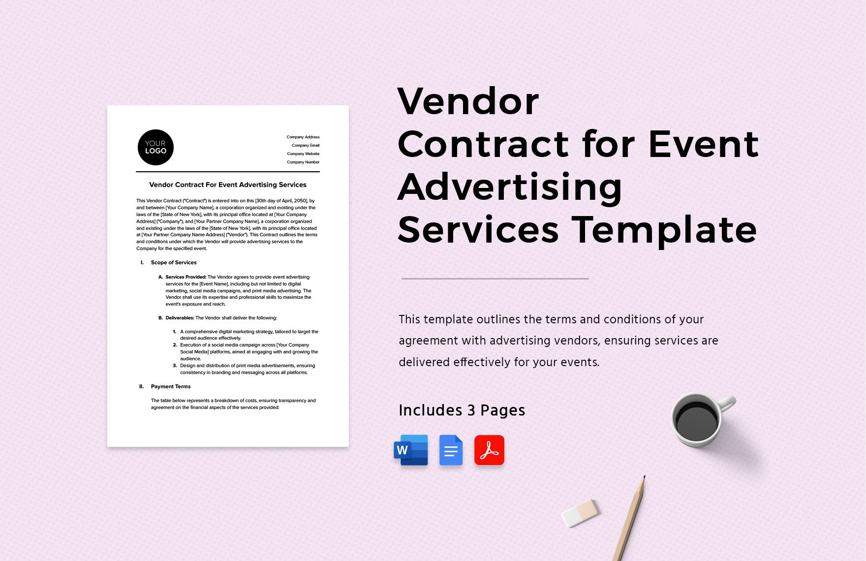 Vendor Contract for Event Advertising Services Template