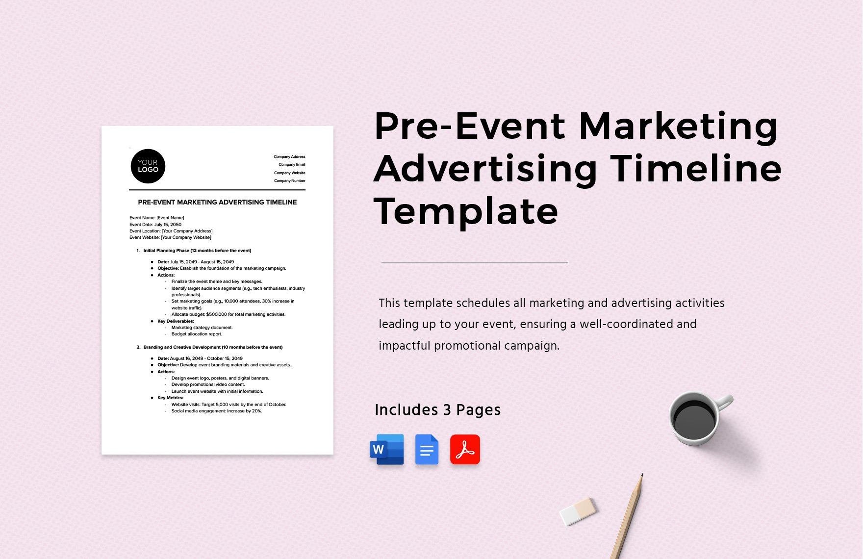Pre-Event Marketing Advertising Timeline Template