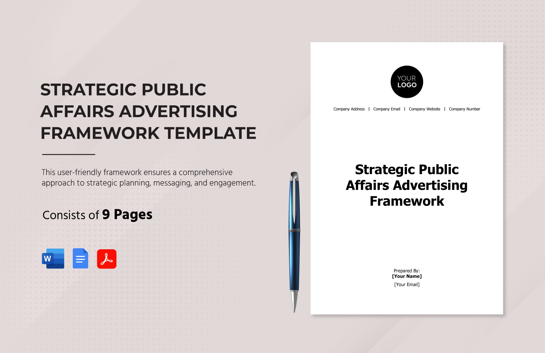 Strategic Public Affairs Advertising Framework Template in Word, Google Docs, PDF