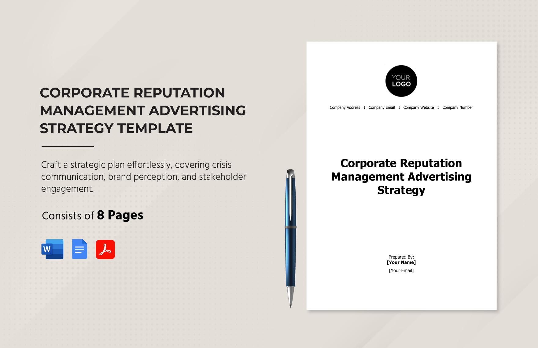Corporate Reputation Management Advertising Strategy Template
