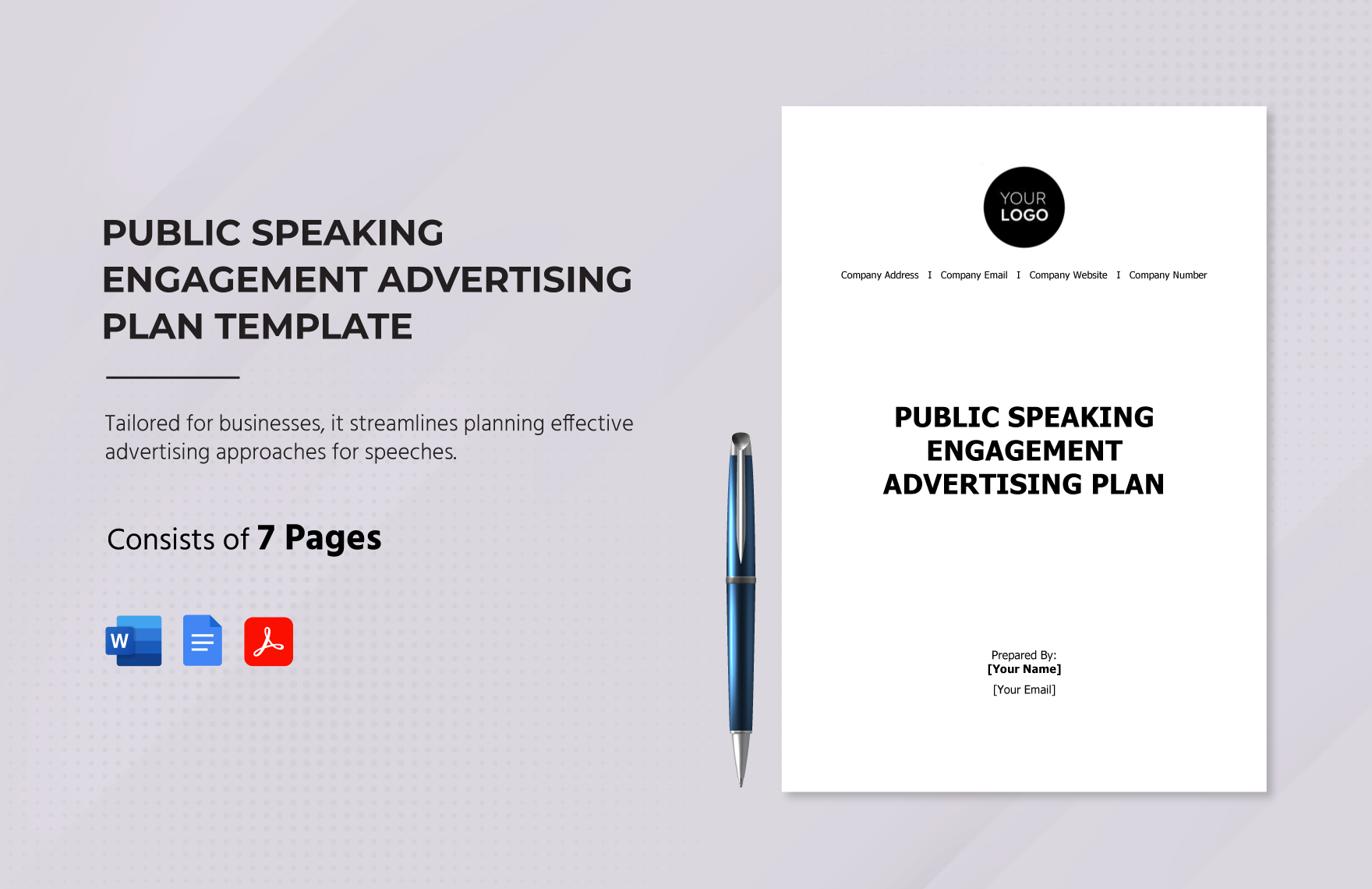 Public Speaking Engagement Advertising Plan Template