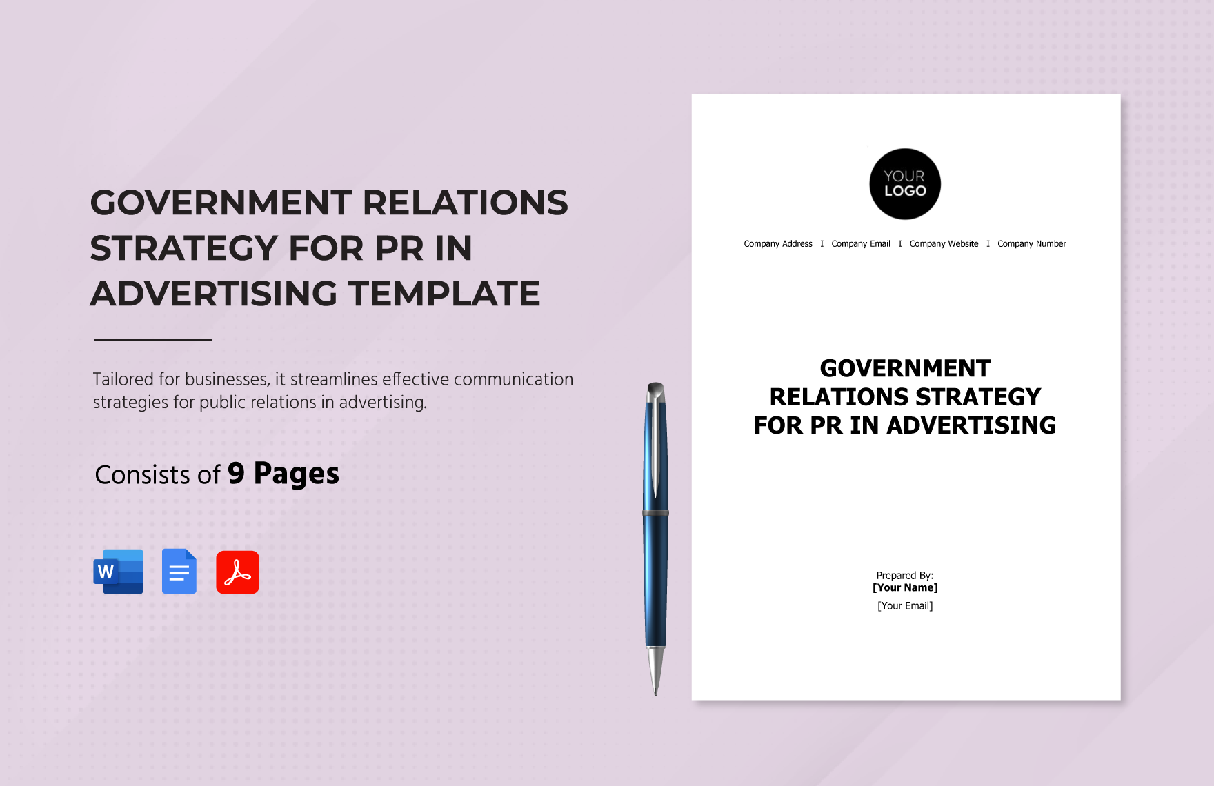 Government Relations Strategy for PR in Advertising Template in Word, Google Docs, PDF